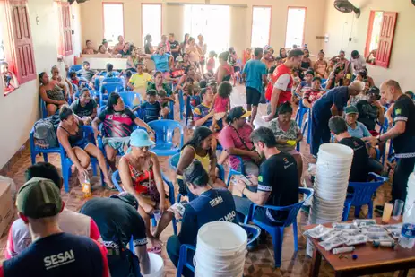 Felipe Aleixo Baré/DSEI Manaus Tracajá (AM), 03/12/2025 - Iniciativa do Ministério da Saúde deve ampliar o acesso à água potável para mais de 33 mil indígenas que vivem em 23 Distritos Sanitários Especiais Indígenas da Amazônia Legal e da região Centro-Oeste. Famílias da Aldeia Murutinga, da etnia Mura, recebem capacitação para uso filtro com nanotecnologia. Foto: Felipe Aleixo Baré/DSEI Manaus